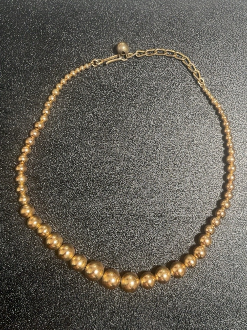Vintage Napier Gold Tone Graduated Bead Choker Necklace 13.5–16” Signed